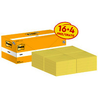 Post-it Bloc-notes adhésif, 76 x 76 mm, jaune, 16+4 gratuits