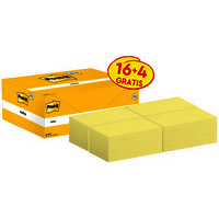 Post-it Bloc-notes adhésif, 127x76 mm, jaune, 16+4 gratuits