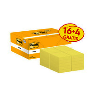 Post-it Bloc-notes adhésif, 51 x 38 mm, jaune, 16+4 gratuits