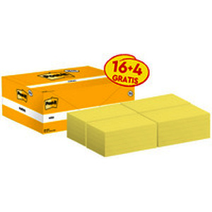 Post-it Bloc-notes adhésif, 127x76 mm, jaune, 16+4 gratuits