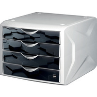 MODULE DE CLAS. CAMELEON 4 TIROIRS POLYP. BLANC/DARK HEXAGON