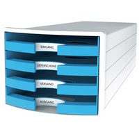 MODULE DE CLAS. IMPULS 4 TIROIRS POLYS. BLANC/BLEU CLAIR