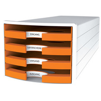 MODULE DE CLAS. IMPULS 4 TIROIRS POLYS. BLANC/ORANGE