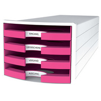 MODULE DE CLAS. IMPULS 4 TIROIRS POLYS. BLANC/ROSE VIF