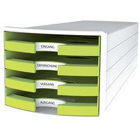 MODULE DE CLAS. IMPULS 4 TIROIRS POLYS. BLANC/VERT CITRON