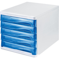MODULE DE CLAS. 5 TIROIRS BLANC/BLEU TRANS.