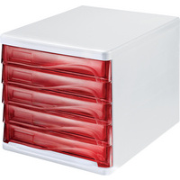 MODULE DE CLAS. 5 TIROIRS BLANC/ROUGE TRANS.