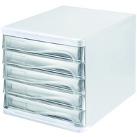 MODULE DE CLAS. 5 TIROIRS BLANC/TRANSPARENT