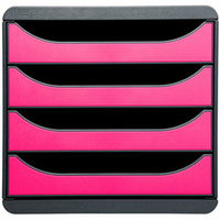 MODULE BIG-BOX 4 TIROIRS NOIR/FRAMBOISE