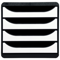MODULE BIG-BOX 4 TIROIRS NOIR/BLANC BRILLANT