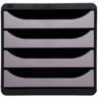 MODULE BIG-BOX 4 TIROIRS NOIR/ARGENT