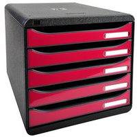 MODULE BIG-BOX PLUS 5 TIROIRS NOIR/FRAMBOISE BRILLANT