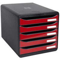 MODULE BIG-BOX PLUS 5 TIROIRS NOIR/ROUGE CARMIN BRILLANT