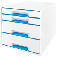 MODULE CLASS. WOW CUBE 4 TIROIRS BLANC/BLEU