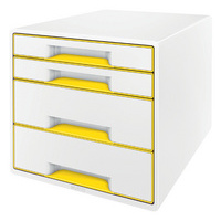 MODULE CLASS. WOW CUBE 4 TIROIRS BLANC/JAUNE