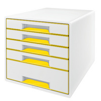 MODULE CLASS. WOW CUBE 5 TIROIRS BLANC/JAUNE