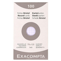 EXACOMPTA Fiches bristol, 75 x 125 mm, quadrillé, blanc