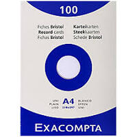 EXACOMPTA Fiches bristol, A4, uni, blanc