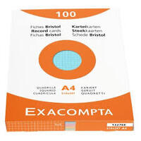 EXACOMPTA Fiches bristol, A4, quadrillé, assorti