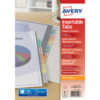 AVERY Intercalaires à onglets, 6 touches, PP, transparent
