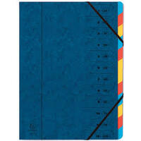 EXACOMPTA Trieur, A4, carton, 12 compartiments, bleu