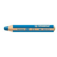 STABILO Crayon multi-talents woody 3 en 1, rond, bleu