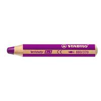 STABILO Crayon multi-talents woody 3 en 1, rond, mauve lilas
