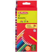 herlitz Crayons de couleur triangulaires, étui carton de 12