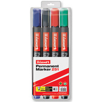 Luxor Marqueurs permanents 251, pointe biseautée, étui de 4