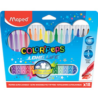 Maped Feutre COLOR'PEPS LONG LIFE, étui carton de 18