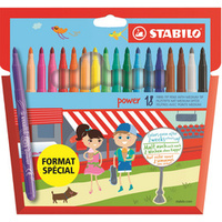 FEUTRE COLORIAGE P/18 ASS POWER LAVABLE B/VENTILE STABILO