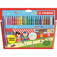 FEUTRE COLORIAGE P/24 ASS POWER LAVABLE B/VENTILE STABILO