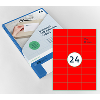 rillprint Etiquette fluorescente, 70 x 37 mm, rouge