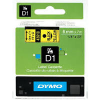 DYMO Ruban d'étiquette D1 noir/jaune, 6 mm x 7 m