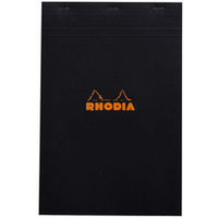 RHODIA Bloc agrafé No. 19, format A4+, quadrillé 5x5, noir