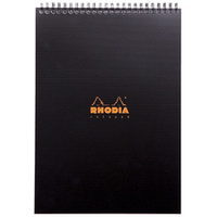 RHODIA Bloc spiralé Notepad, A4, quadrillé 5x5, noir