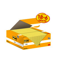 Post-it Bloc-notes adhésif, 51 x 38 mm, jaune, 18+6 gratuits