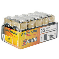 ANSMANN pile alcaline 'X-Power', 9V bloc E, présentoir de 10