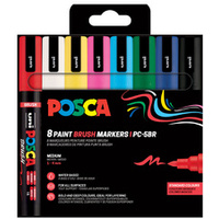 POSCA Marqueur à pigment PC-5BR BRUSH, étui de 8, assorti
