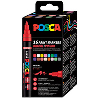 POSCA Marqueur à pigment PC-5BR BRUSH, étui de 16, assorti