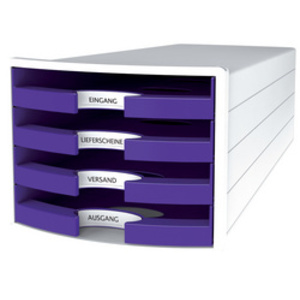 MODULE DE CLAS. IMPULS 4 TIROIRS POLYS. BLANC/LILAS