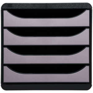 MODULE BIG-BOX 4 TIROIRS NOIR/ARGENT