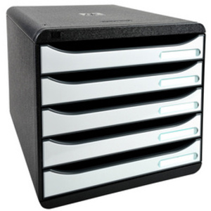 MODULE BIG-BOX PLUS 5 TIROIRS NOIR/BLANC BRILLANT