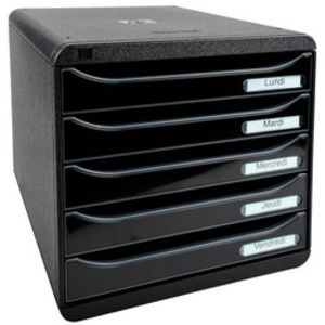 MODULE BIG-BOX PLUS 5 TIROIRS NOIR/NOIR BRILLANT