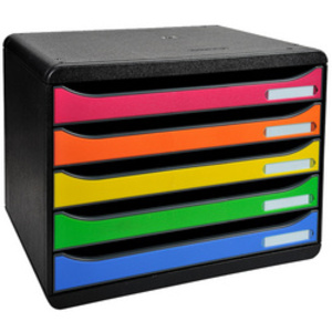 MODULE BIG-BOX PLUS 5 TIROIRS À L'ITALIENNE  NOIR/ARLEQUIN