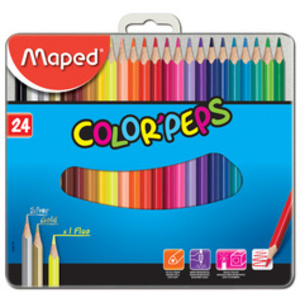 Maped Crayon de couleur triangulaire COLOR'PEPS, étui métal