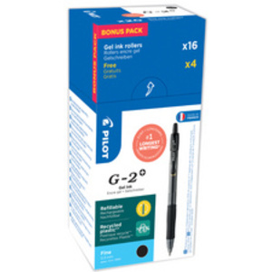 PILOT Stylo roller à encre gel G-2 PLUS 05, VALUE PACK, noir