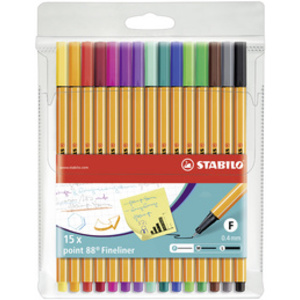 FEUTRE STABILO 88 PTE. FINE 0,4MM ETUI DE 15 ASSORTIS