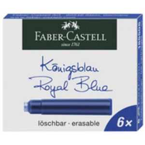 CARTOUCHE D'ENCRE BLEU STANDARD  COURTE EFFACABLE PAC/6