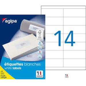 agipa Etiquette universelle, 105 x 40 mm, coins droits